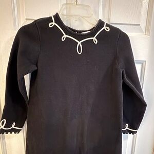 Hanna Andersson Black 3/4 Sleeve Top w/White Piping at Neck & Sleeves Size 10